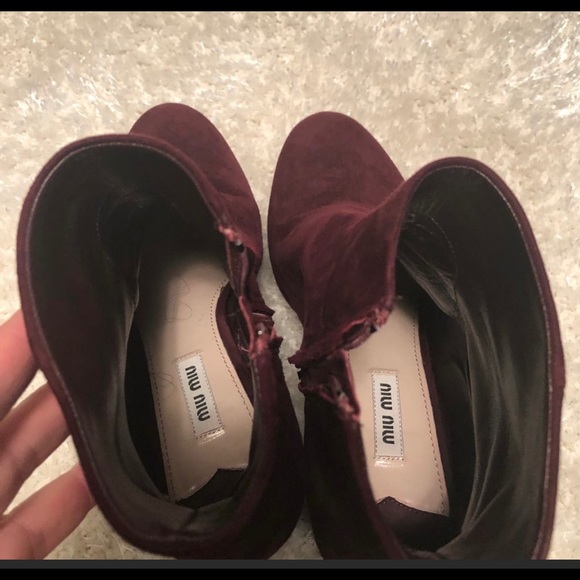 Miu Miu Suede Boots - Sz 8 Merlot / Burgundy - Picture 3 of 5